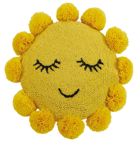 Sunshine Pillow With Pom Poms