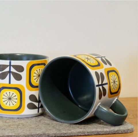 Mid Century Mod Sunflower Yellow Matte Mug