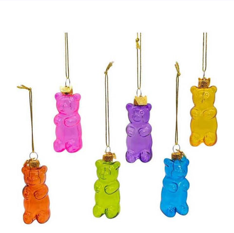 Glass Gummy Bear Ornament Set