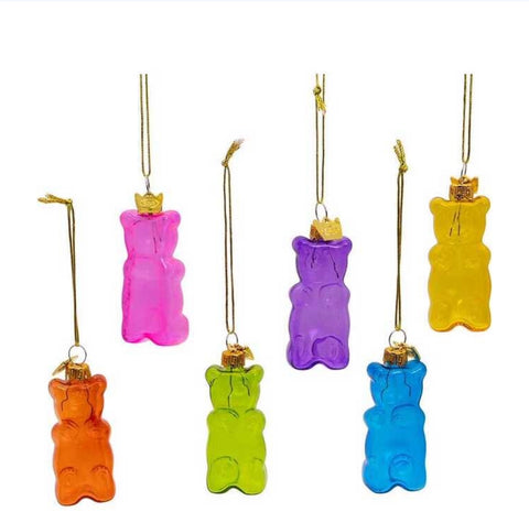 Glass Gummy Bear Ornament Set
