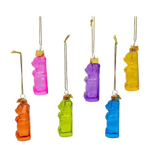 Glass Gummy Bear Ornament Set