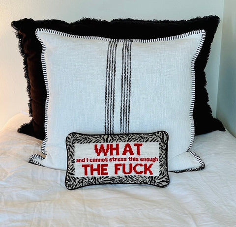 WTF Needlepoint Pillow