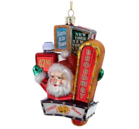 5" Broadway Santa Glass Orn