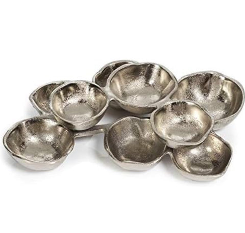 Zodax Ohanna 13" Long Cluster of Nine Serving Bowls - Nickel