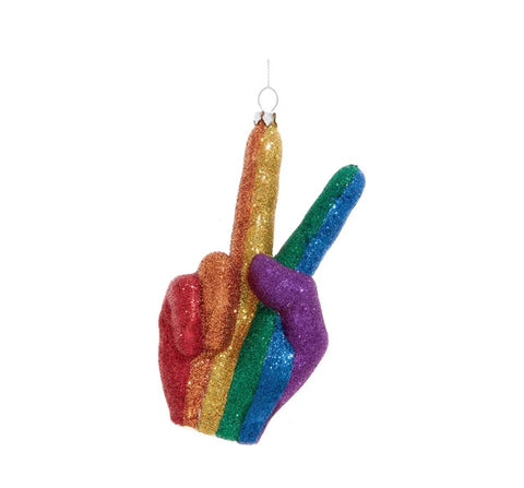 Pride Peace Hand Ornament