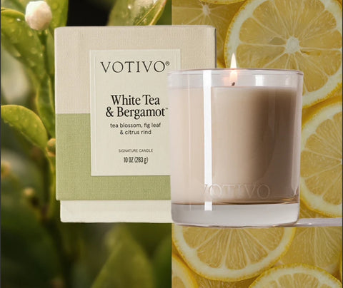 White Tea and Bergamot Votivo Candle 10 oz New Packaging