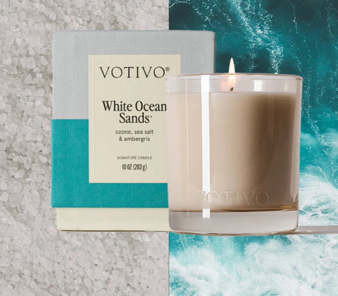 White Ocean Sands Votivo Candle 10 oz New Packaging