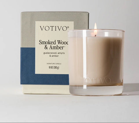 Smoked Wood & Amber Votivo Candle - 10 oz New Packaging