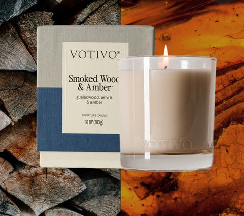 Smoked Wood & Amber Votivo Candle - 10 oz New Packaging