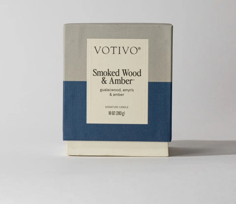 Smoked Wood & Amber Votivo Candle - 10 oz New Packaging