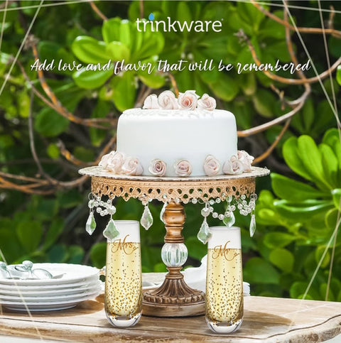 Mr and Mrs Champagne Flute with Gold Dots set of 2