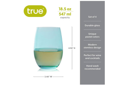 Vino Colorful Stemless Wine Glasses Set of 4