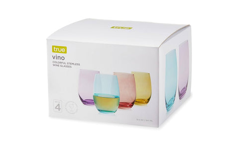 Vino Colorful Stemless Wine Glasses Set of 4