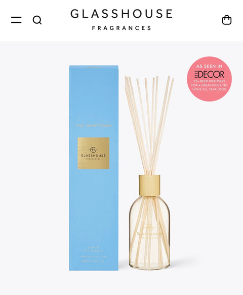 The Hamptons Glasshouse Diffuser 8.4 oz. "Teak & Pettigran"