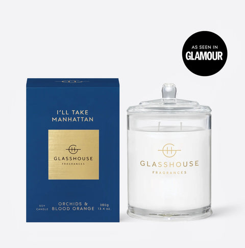 I'll Take Manhattan 13.4 Oz. Glasshouse Candle "Orchids & Blood Orange"