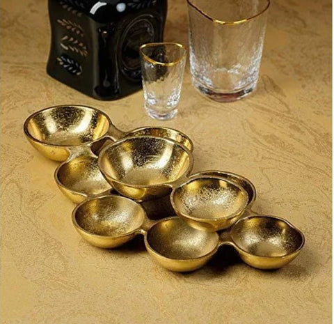Zodax Ohanna 13" Long Cluster of Nine Serving Bowls - Dark Gold