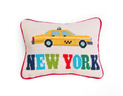 Jet Set Needlepoint Pillow - New York