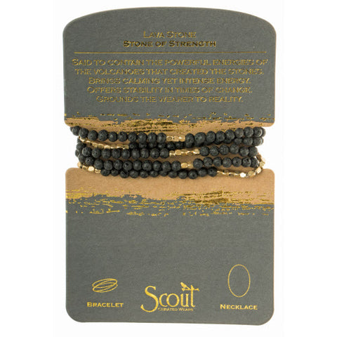 Stone Wrap Bracelet/Necklace Lava Stone - Stone of strength