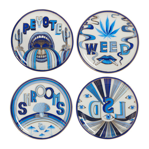 Jonathan Adler Druggist Coaster Set - Multi Blue