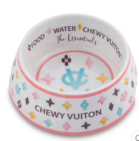White Chewy Vitton Med Dog Bowl