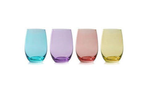 Vino Colorful Stemless Wine Glasses Set of 4