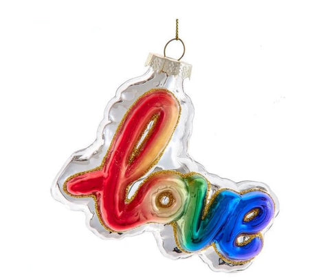 3.75" Glass Pride LOVE Ornament