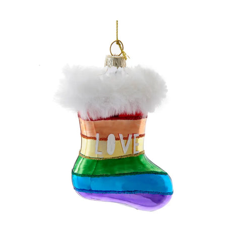 4" Glass Rainbow Stocking Ornament