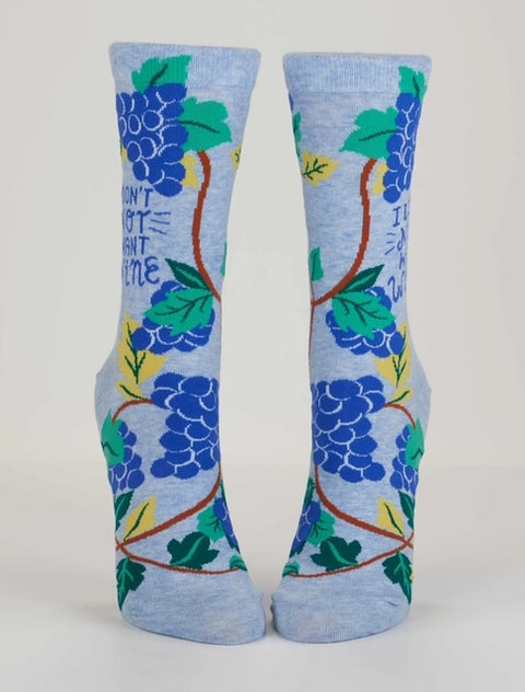 I Don't Not Want Wine Women's Crew socks