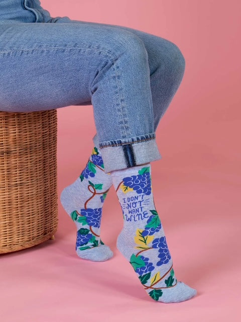 I Don't Not Want Wine Women's Crew socks