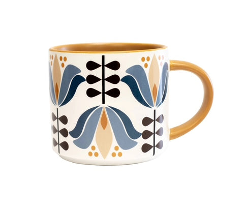 Blue Lotus Flower Mid Century Mod Matte Mug