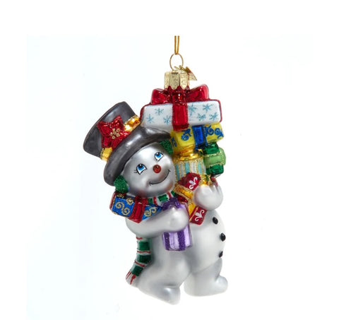 5" snowman carrying Gifts orn