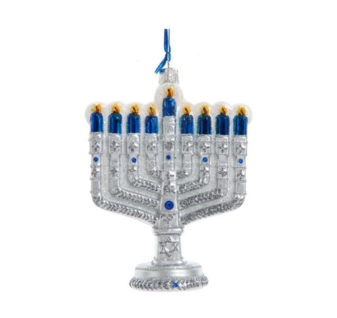 4.75" Glass Hanukkah Menorah Orn
