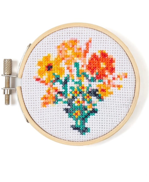 Mini Cross Stitch Embroidery Kit - Flowers