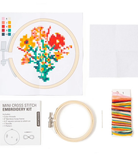 Mini Cross Stitch Embroidery Kit - Flowers