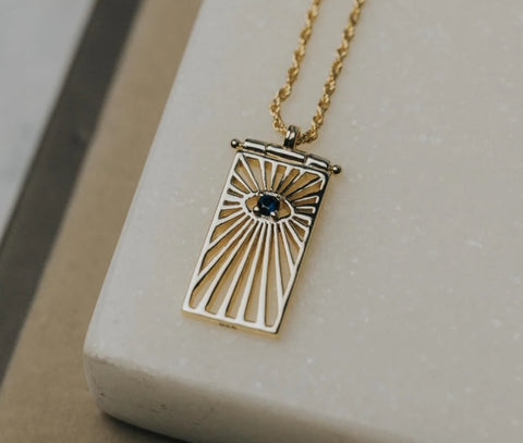 Starmaker Sapphire Rectangle Eye Necklace