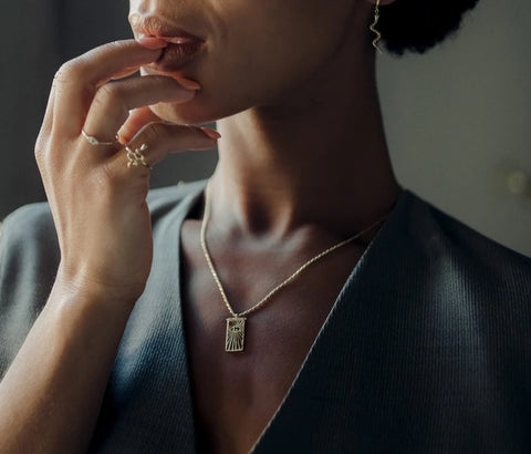 Starmaker Sapphire Rectangle Eye Necklace