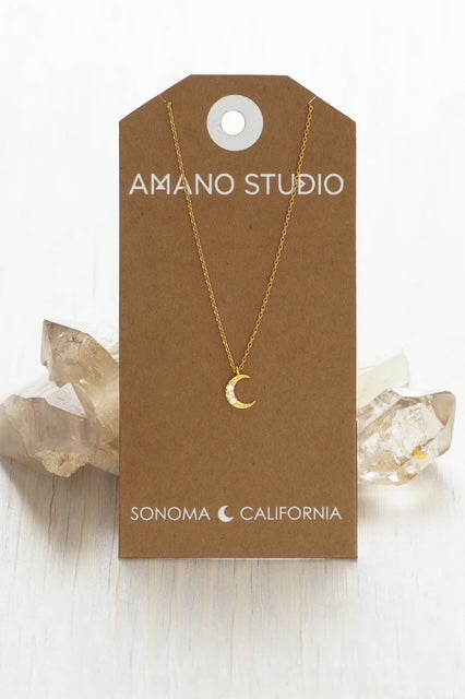 Crescent Moon Charm Necklace - Amano Studio