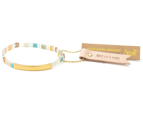 Good Karma Miyuka Bracelet - One of a Kind Mint/Peach/Gold