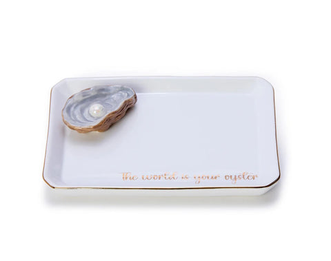 Icon Trinket Tray with Saying in a Gift Box (The World is your Oyster)