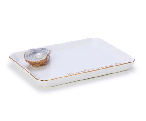 Icon Trinket Tray with Saying in a Gift Box (The World is your Oyster)
