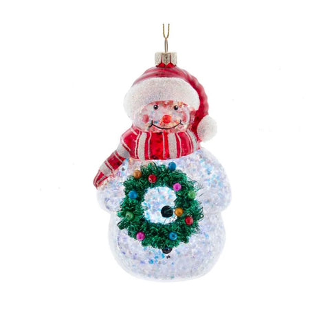 5.5" Gls Rd/Gn Snowman Orn
