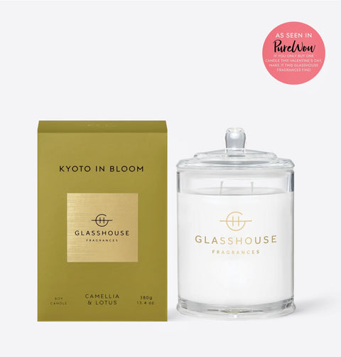 Kyoto In Bloom 13.4 Oz. Glasshouse Candle "Camellia & Lotus"