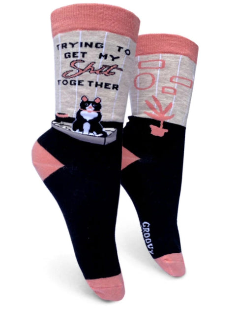 Trying Shit Together Cat Socks