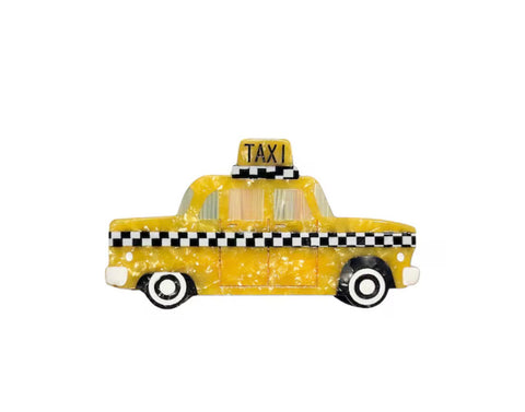 Hand Painted Yellow Taxi Cab Claw Hair Clip