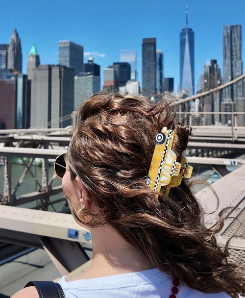 Hand Painted Yellow Taxi Cab Claw Hair Clip