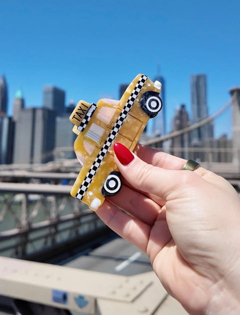 Hand Painted Yellow Taxi Cab Claw Hair Clip