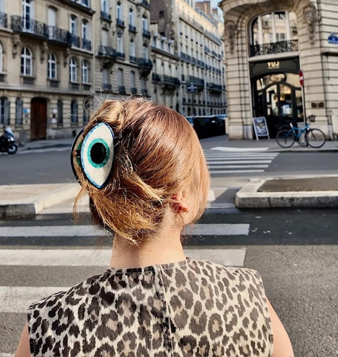 Hand Painted Mini Evil Eye Claw Hair Clip