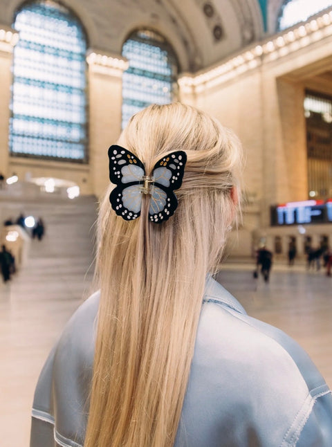 Hand Painted Monarch Claw Hair Clip Sapphire