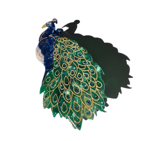 Hand Painted Peacock Claw Hair Clip
