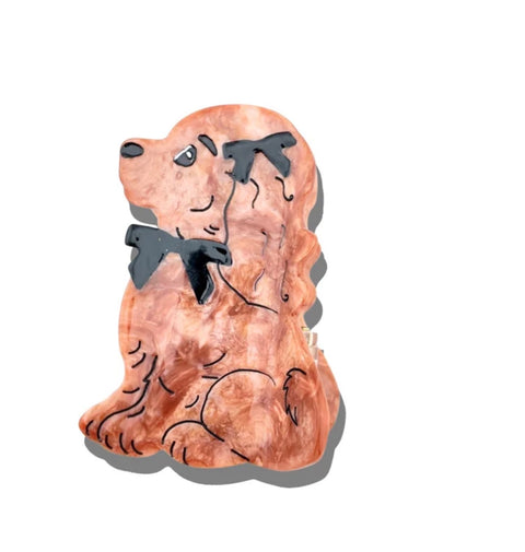 Hand Painted Coquette Puppy Claw Hair Clip